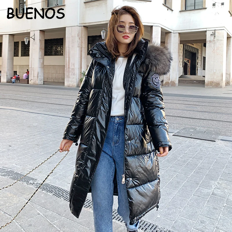 Женский длинный пуховик с мехом и капюшоном на зиму|Женские парки| |