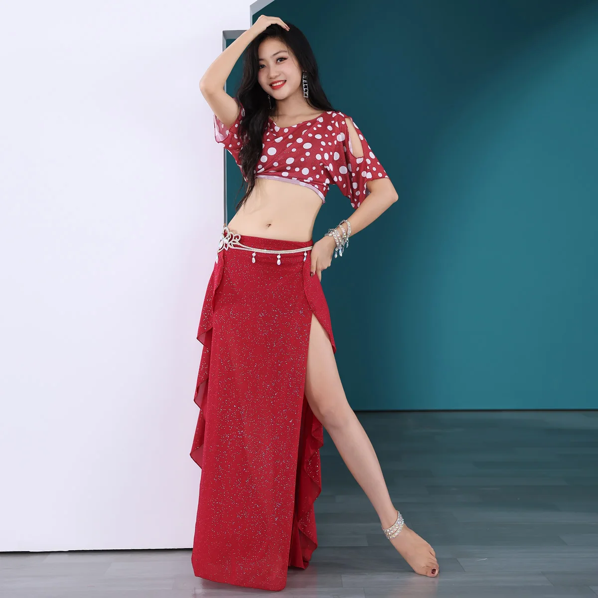 

Belly Dance Costume Set Practice Clothes Water Gauze Skirt Suit Modern Dance Performance Luxury Carnival Costumes Sexy Woman