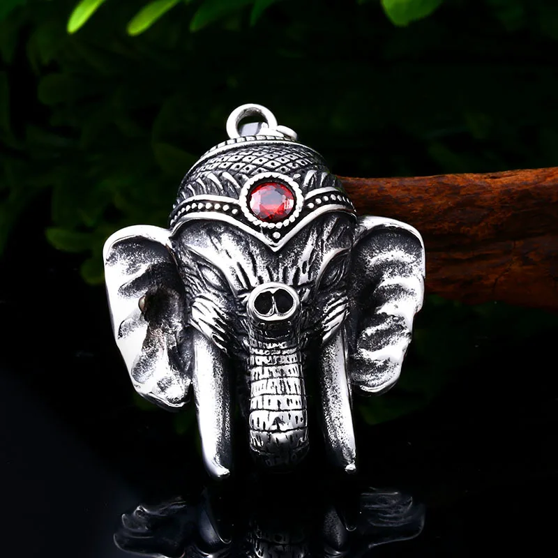 

Steel Soldier Elephant Pendant Necklace Stainless Steel Thailand Amulet Choker Chain Jewelry for men