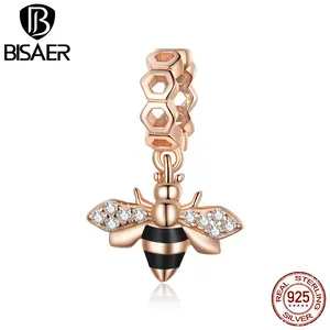 Бисер с маленькой Пчелкой из серебра 925 пробы, силиконовый браслет, ожерелье сделай сам, аксессуары для ювелирных изделий, подарок EFC370