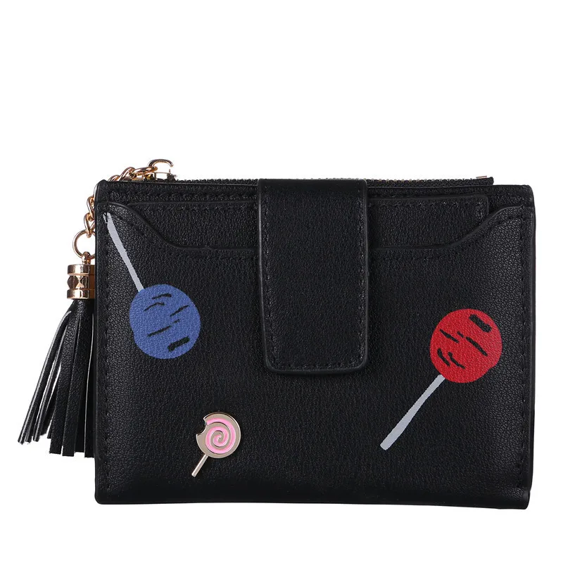 2020 винтажный женский кошелек с бахромой кожаный короткий маленький на молнии и