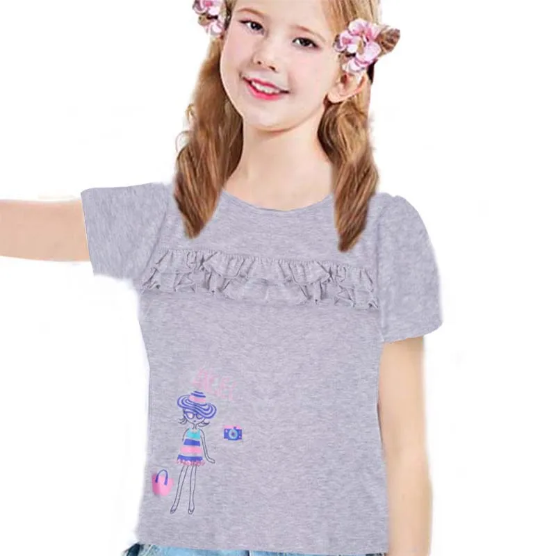 Летние новые рубашки для девочек детская футболка кружевная Повседневная модная