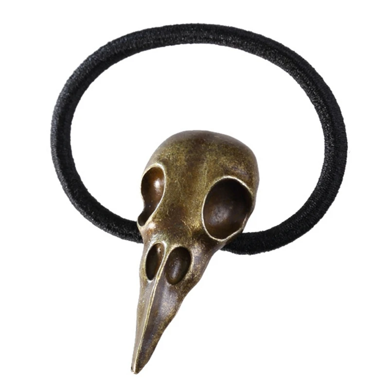 1 шт. металлическая эластичная веревка для волос в стиле панк готика ворон череп