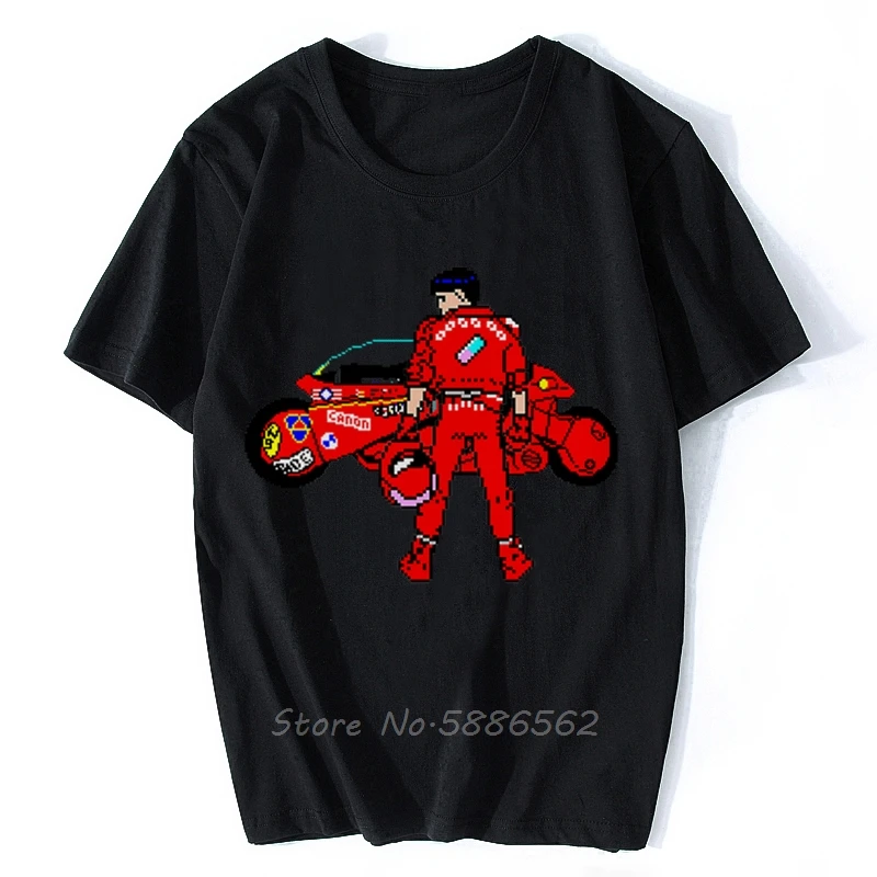Забавная Мужская футболка Pixel AKIRA в стиле аниме с мотоциклом новая белая