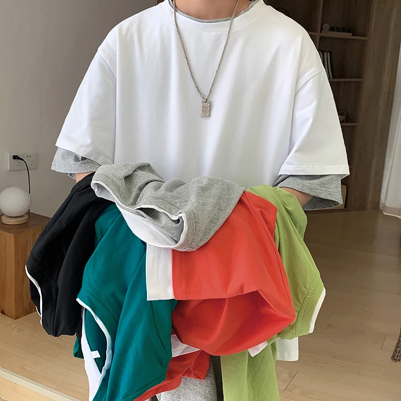 Футболка женская свободного покроя модный хипстерский топ с имитацией двух