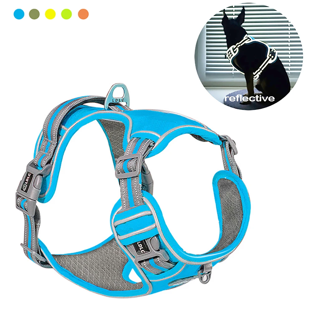 

Adjustable Safety Vehicular Lead All Weather Service Dog Ves Padded Reflective Nylon Pet Dog Harness for Large Medium Small Dogs