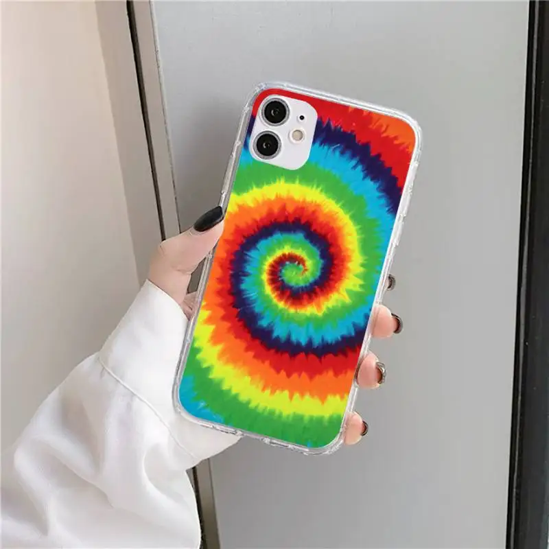 

Europe Tie Dye Colorful Phone Case Transparent for iPhone 11 12 mini pro XS MAX 8 7 6 6S Plus X 5S SE 2020 XR
