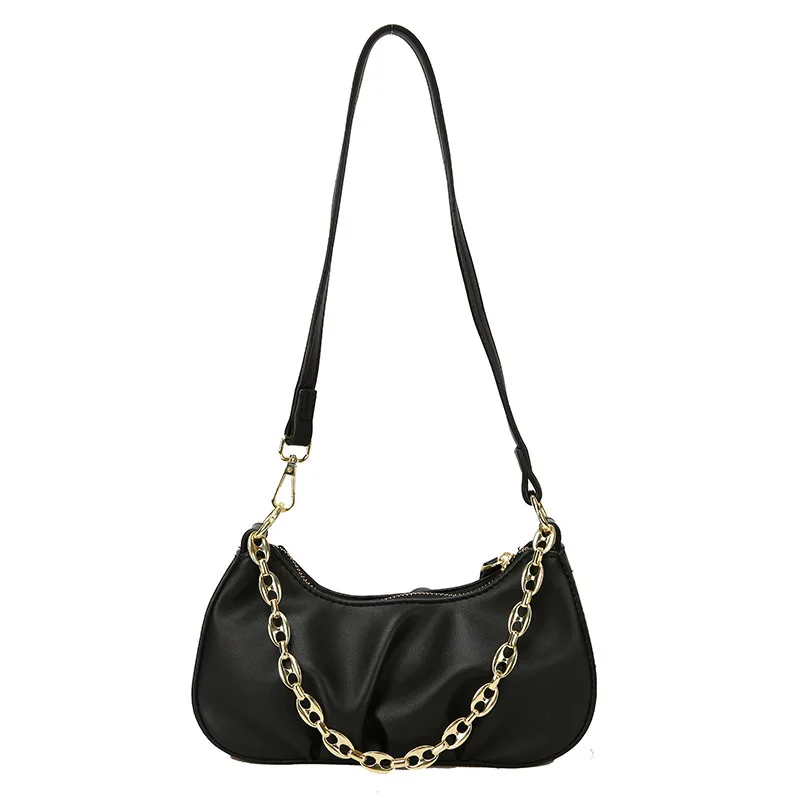 

New Brand Luxury Women PU Leather Fold Handbag 2021 Fashion Female Soft Underarm Chain Bag Shoulder Crossbody Bags for Girls