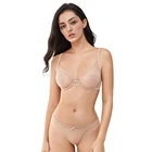 Женский прозрачный кружевной бюстгальтер пуш-ап, Повседневные трусики, стринги, бюстгальтер с открытой чашкой