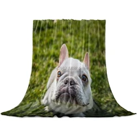 fleece throw blanket full size cute dog animal in the grass lightweight flannel blankets for couch bed living room warm fuzzy