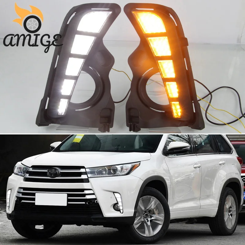 Fari a LED per Toyota Highlander 2018 2019 2020 luci diurne a LED indicatori di direzione DRL Car LED luce di marcia diurna fendinebbia automatiche