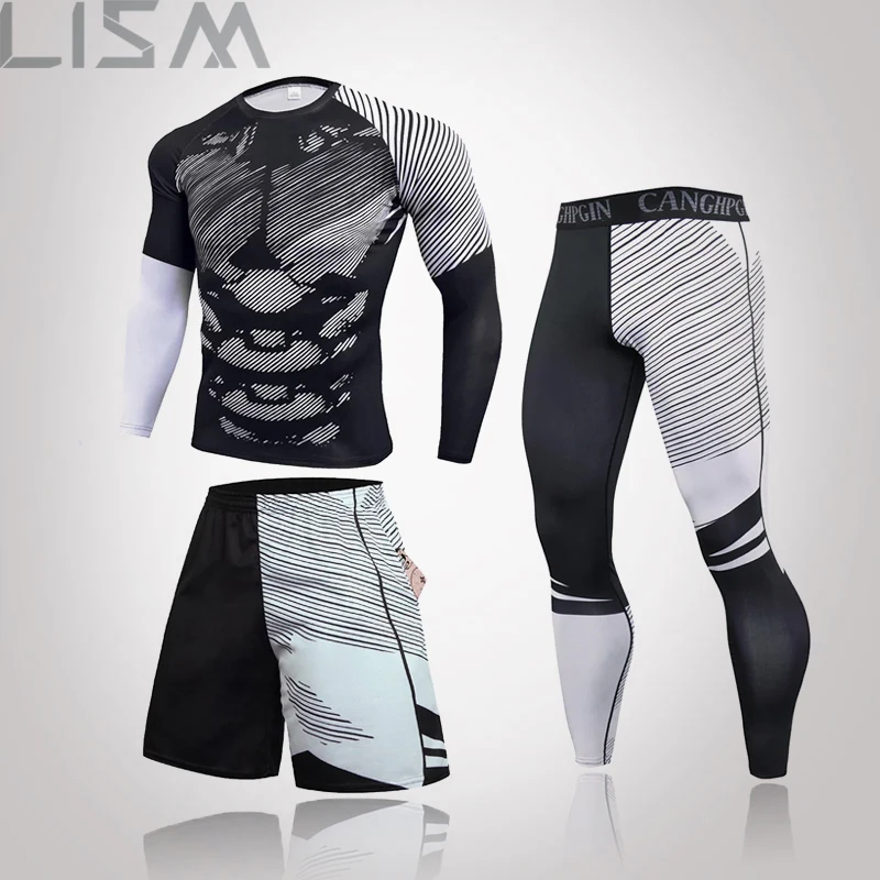 

Men's Tight MMA Running Gym Fitness Training Compression Underwear Quick-Drying Warm Top Men's Fashion Round Neck Elastic Pants