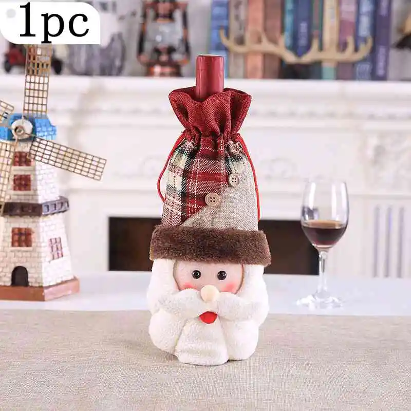1PC A Крышка для бутылки вина пижамный комплект на Рождество, рождественские украшения для дома Санта Клаус Снеговик Рождественский чулок Рождество подарок Год Вечерние Декор поставки 1/2/3/4 шт - Цвет: 1PC A