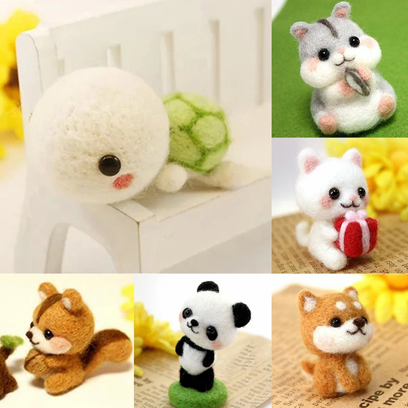 

Non-Finished Felt Kit Cute Animal Collection Panda Squirrel Cat Penguin Doll Wool Felt Poked Kitting DIY Felting Materials