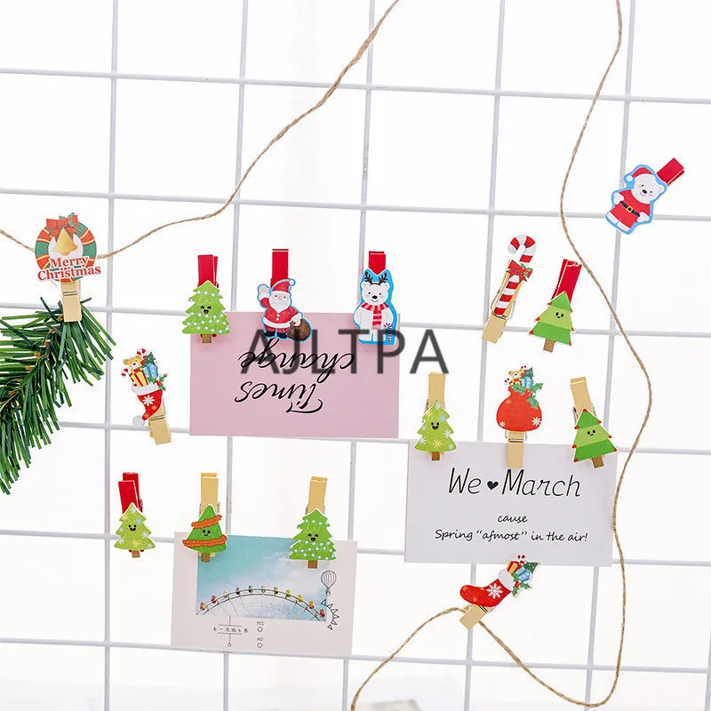 

100set/ lotCute Mini Wooden Clips Color Party Decoration DIY Craft Arts Clamps Memo Paper Photo Clips Christmas Decor CT0346