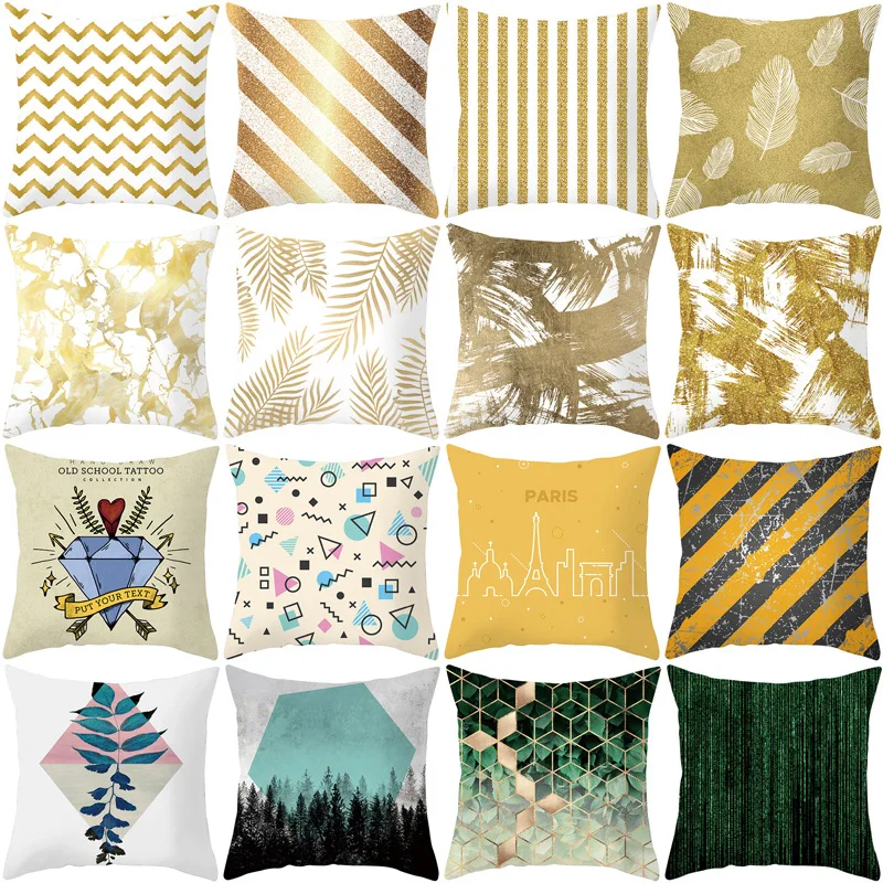 

2020 Home Soft Decoration Golden Sofa Pillowcase Digital Printing Office Cushion Cover Pillowcase Wholesale