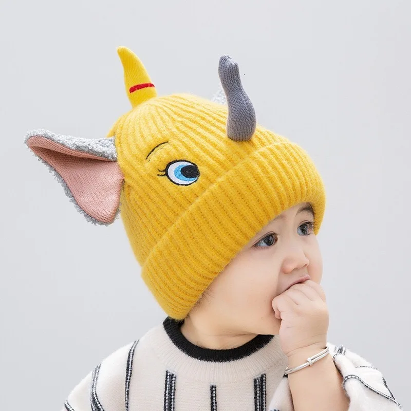 Вязаная Шапка С Рисунком Слона для детей от 19 лет утолщенная теплая шапка 3 до 24 |