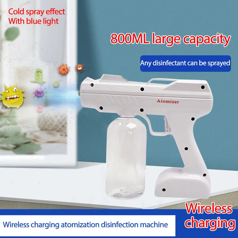 

800ML Portable Electric Sanitizer Sprayer Blue Light Rechargeable Nano Steam Water Spray Gun Home Disinfection Machine Atomizer