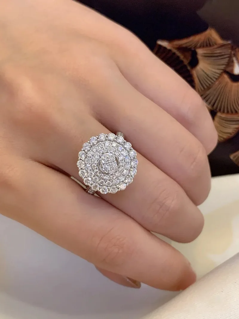 

Disk Lab Diamond Finger Ring 925 sterling silver Party Wedding band Rings for Women Bridal Promise Engagement Jewelry Gift