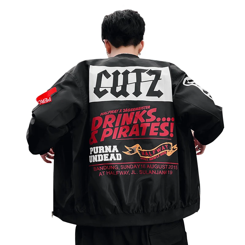 Куртка мужская Тонкая с надписью Повседневная Свободная верхняя одежда принтом