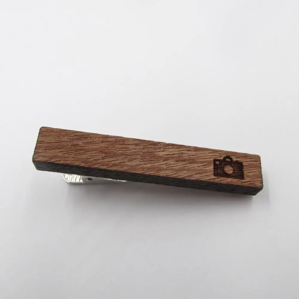 camera tie clip Камера древесины фотограф запонки и зажим для галстука деревянные Запонки Свадебные подарки для мужчин Муж папа - Окраска металла: camera tie clip