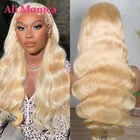 Парик из натуральных человеческих волос со шнуровкой спереди, 30 дюймов, длинный парик, 13x6 13x4, светлые волнистые волосы спереди на шнуровке, парики для женщин, бразильские волосы с предварительным выщипыванием, 613