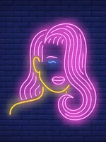 neon sign for girl with pink hair commercial beer lamp hairdressing resterant light decorate hotel store impact attract light