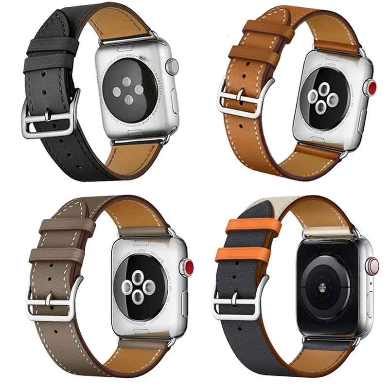 Single Tour Watch Strap For Apple Watch Series SE 6 5 4 44/40mm Genuine Leather Watchband Accessories For Apple iWatch 3 42/38mm