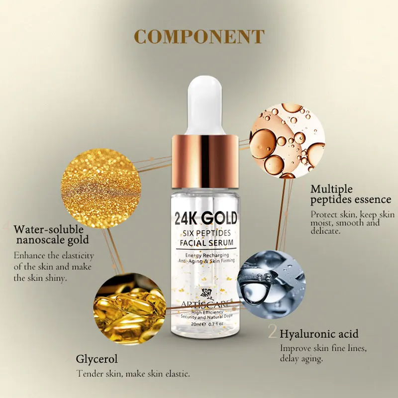 Сыворотка для лица ARTISCARE 24k Gold Six Peptides 20 мл против морщин старения Гиалуроновая