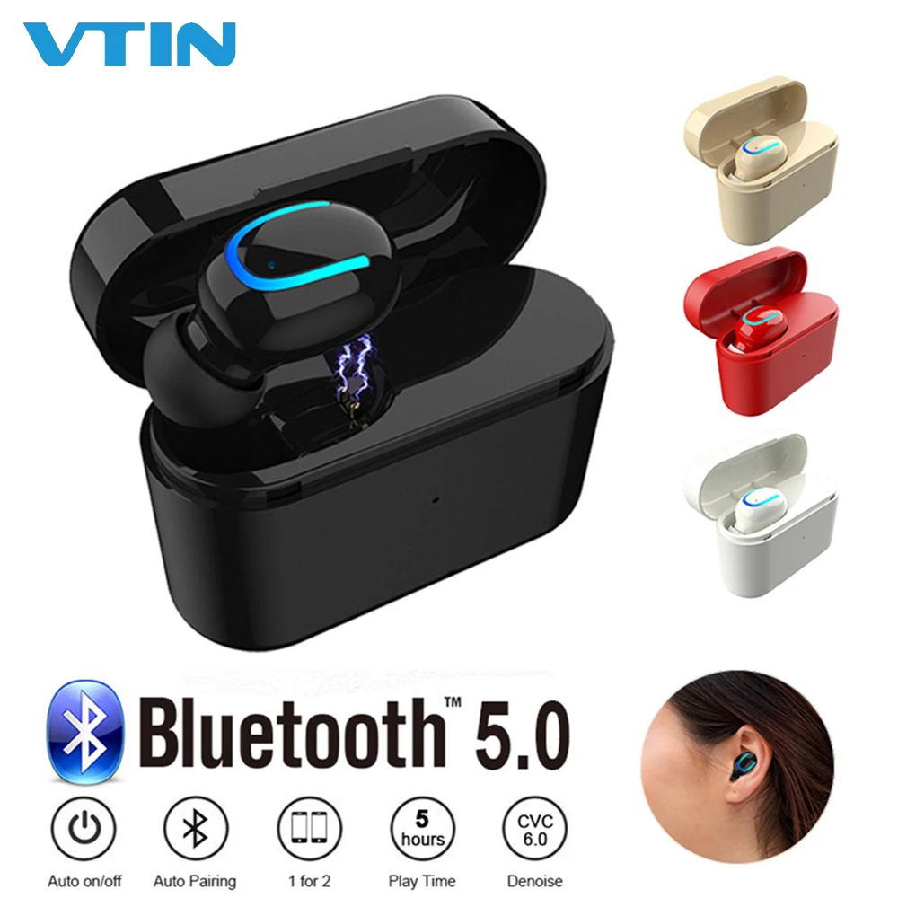 VTIN беспроводные Bluetooth наушники Ультра маленькие наушники-невидимки стерео один