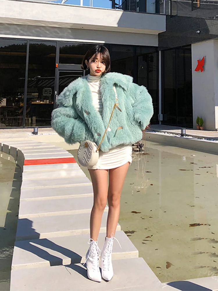 

Korean Style Women's winter jacket Furry Faux Fur Coat Women Fluffy Warm Long Sleeve Female Outerwear Autumn Winter Casual Coat