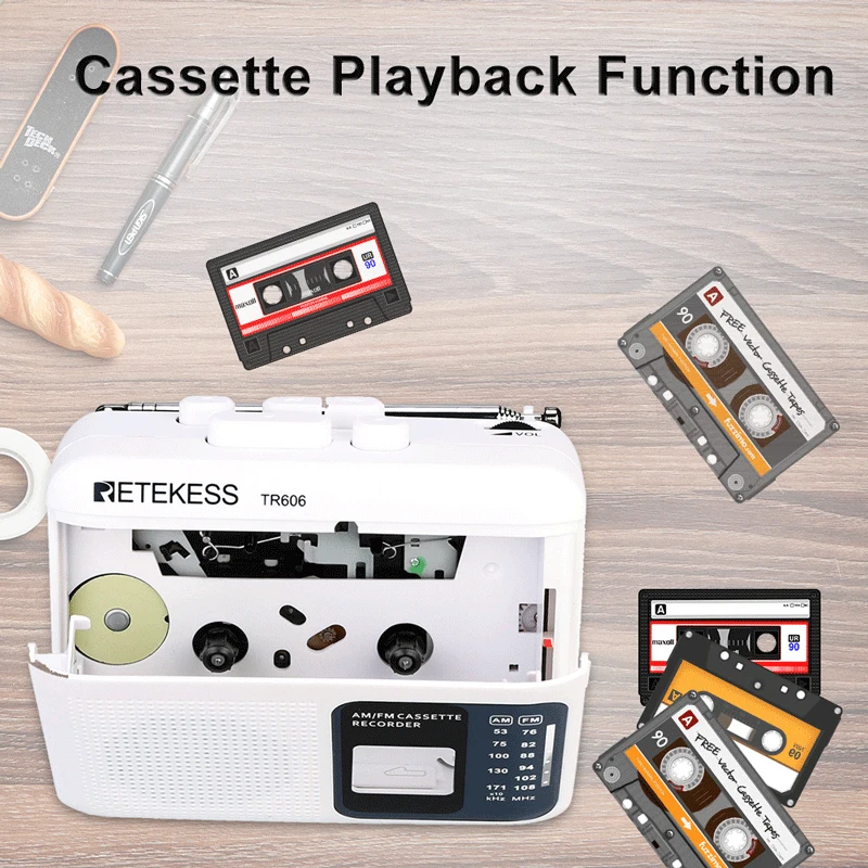 Retekess TR606 Кассетное воспроизведение радио FM/AM портативное Диктофон поддержка