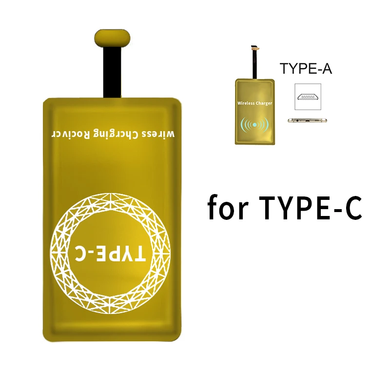 For Type C QI Беспроводное зарядное устройство приемник для iPhone 5 SE 5S 6 6plus для Xiaomi Pocophone F1 samsung type C зарядное устройство с ресивером Pad - Тип штекера: For Type C