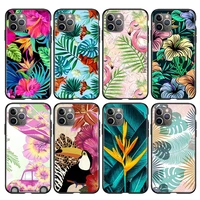 tropical leaves flowers silicone cover for apple iphone 12 mini 11 pro xs max xr x 8 7 6s 6 plus 5s se phone case