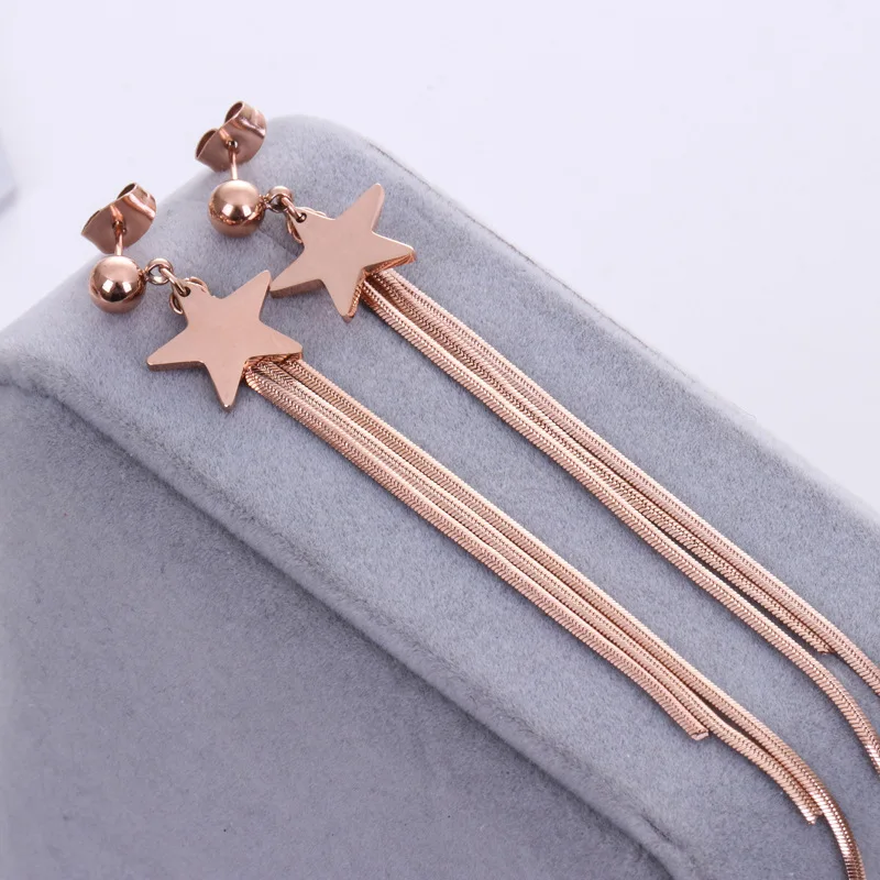 

Женские серьги со звездами и кисточками, из титановой стали