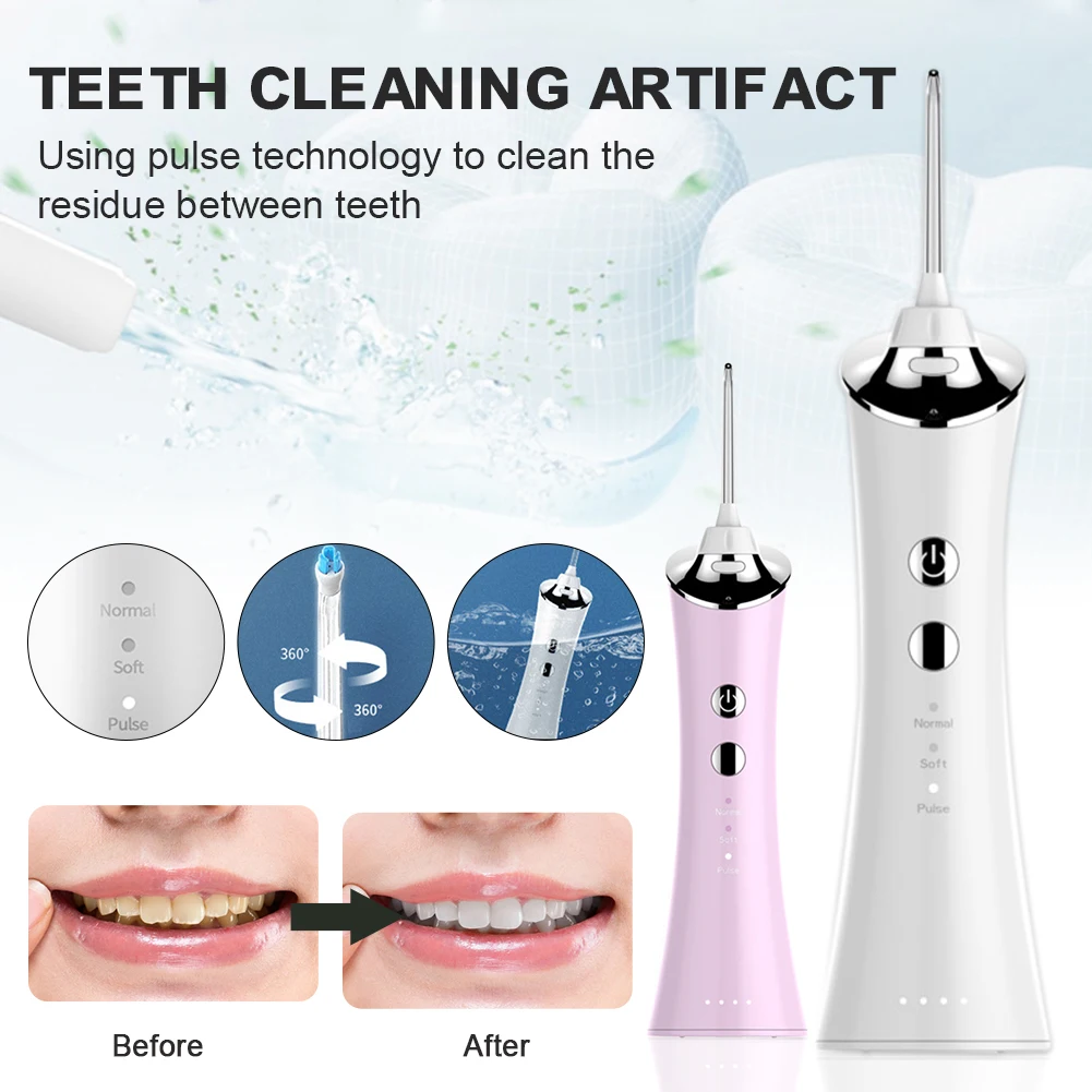 

Electric Oral Irrigator 4 Nozzles USB Rechargeable Dental Water Flosser Family Travel Use Waterproof Water Floss Teeth Cleaner