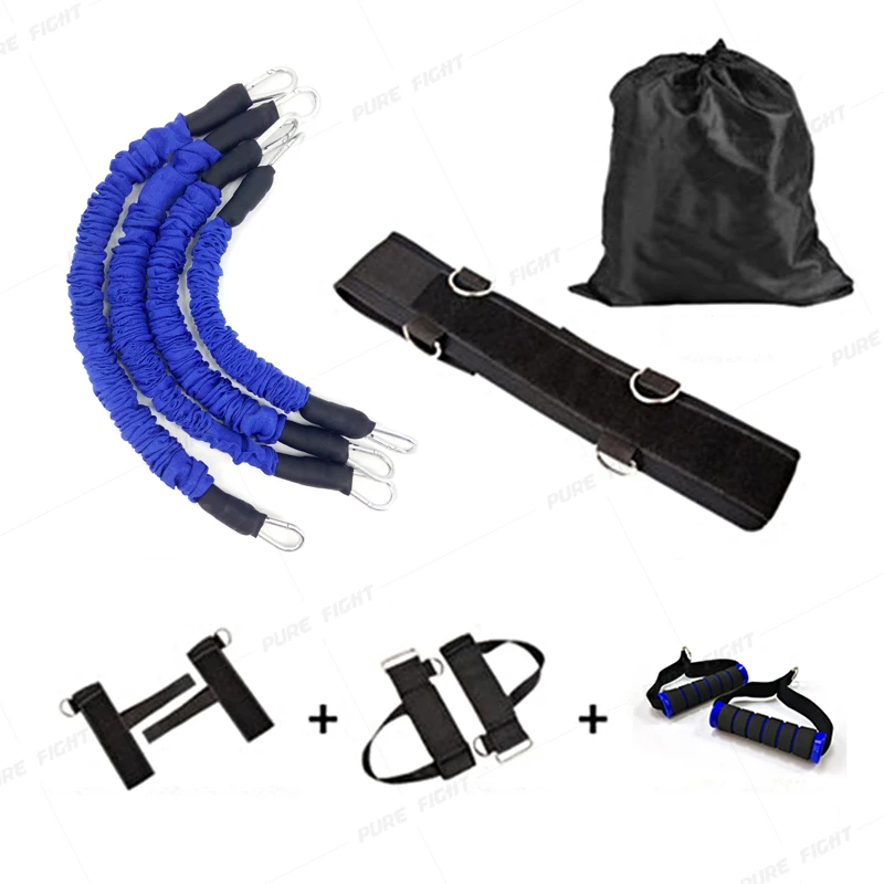 Blue Set 140LBS силовые боксерские Эспандеры выносливость ловкость тяга веревка Кроссфит Резиновая лента сопротивления баскетбольная Скакалка тренировочная веревка - Цвет: Blue Set