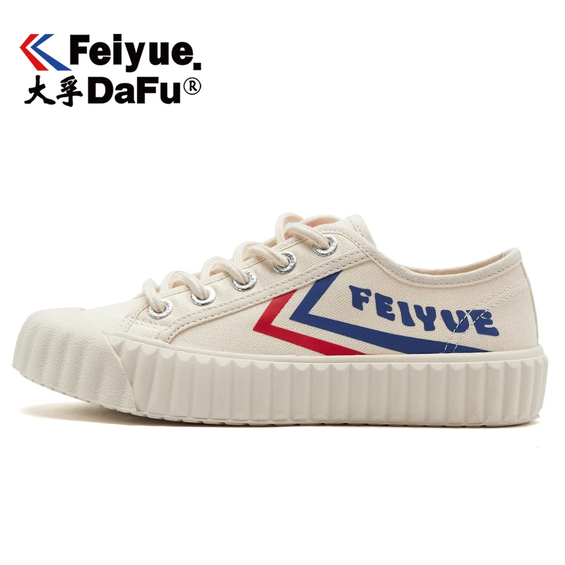 Beige(Red Blue Logo) Feiyue/обувь из парусины вулканизованные; коллекция 8332 года; повседневная мужская и женская обувь; дышащие кроссовки на плоской подошве; эластичная стелька; нескользящие модные кроссовки - Цвет: Beige(Red Blue Logo)