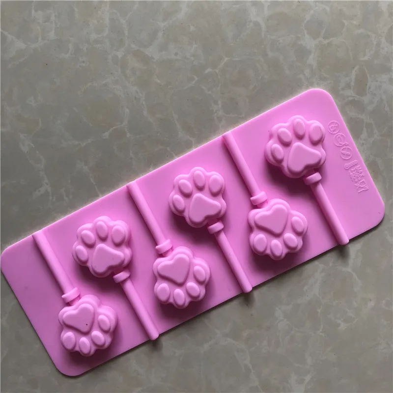 

3D Cat Dog Paw Shape Silicone Lollipop Mold DIY Chocolate Soap Mold