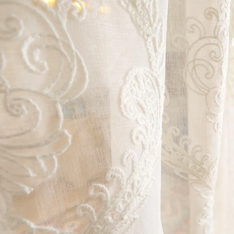 Вышитая белая марлевая занавеска европейская пасторальная перегородка для