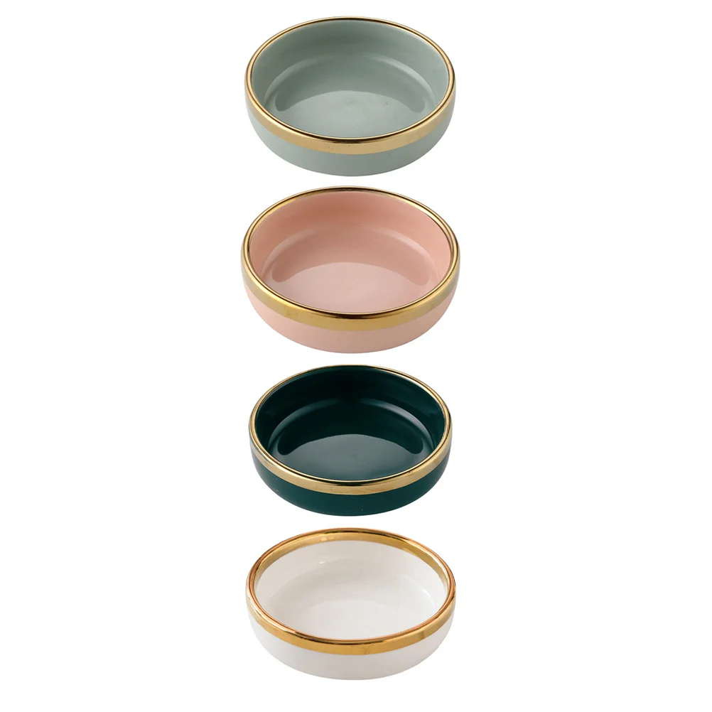 

4Pcs Portable Ceramic Dishes Condiment Plates Fruit Dishes (Assorted Color)