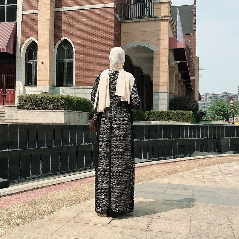 FRIJUDEA женское кружевное длинное платье Двухслойное повседневное мусульманское