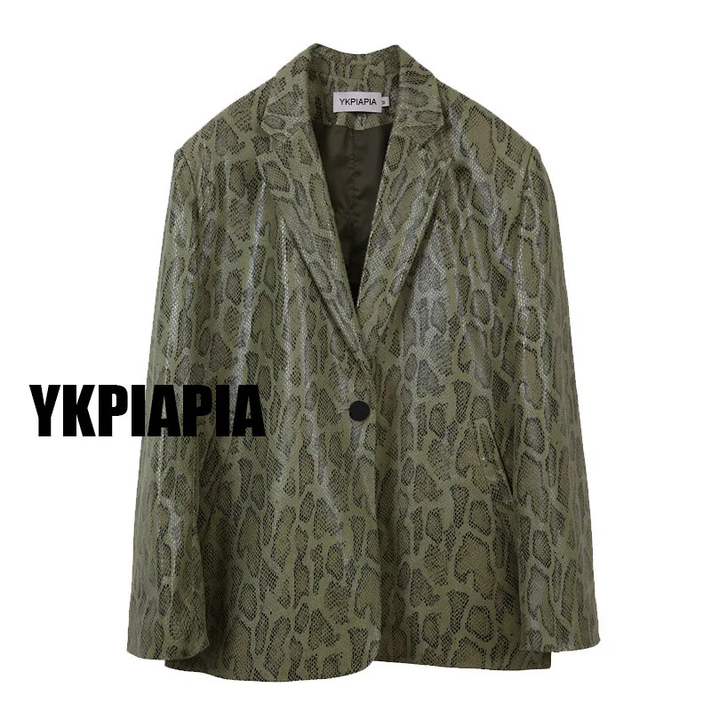 YKPIAPIA 2020 FW блейзеры хит продаж змеиный элемент зеленая текстура змеиной кожи