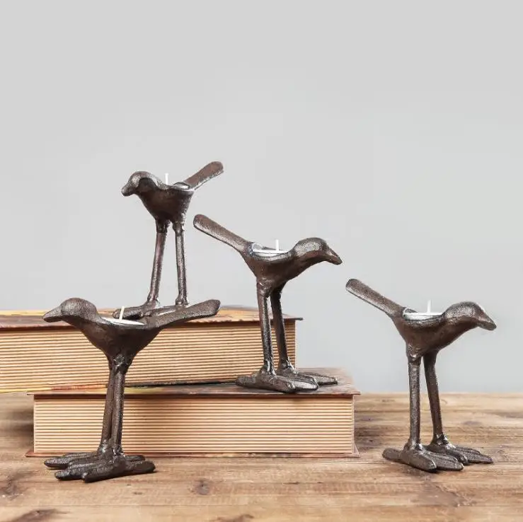 LCH Винтажный стиль Железный художественный подсвечник древняя птица в форме