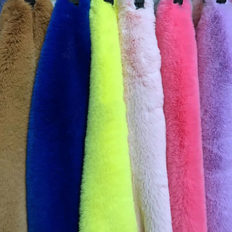 

High Fleece Faux Fur Fake Wool Clothing Fabric Warp Knitted Rex Rabbit Flannel