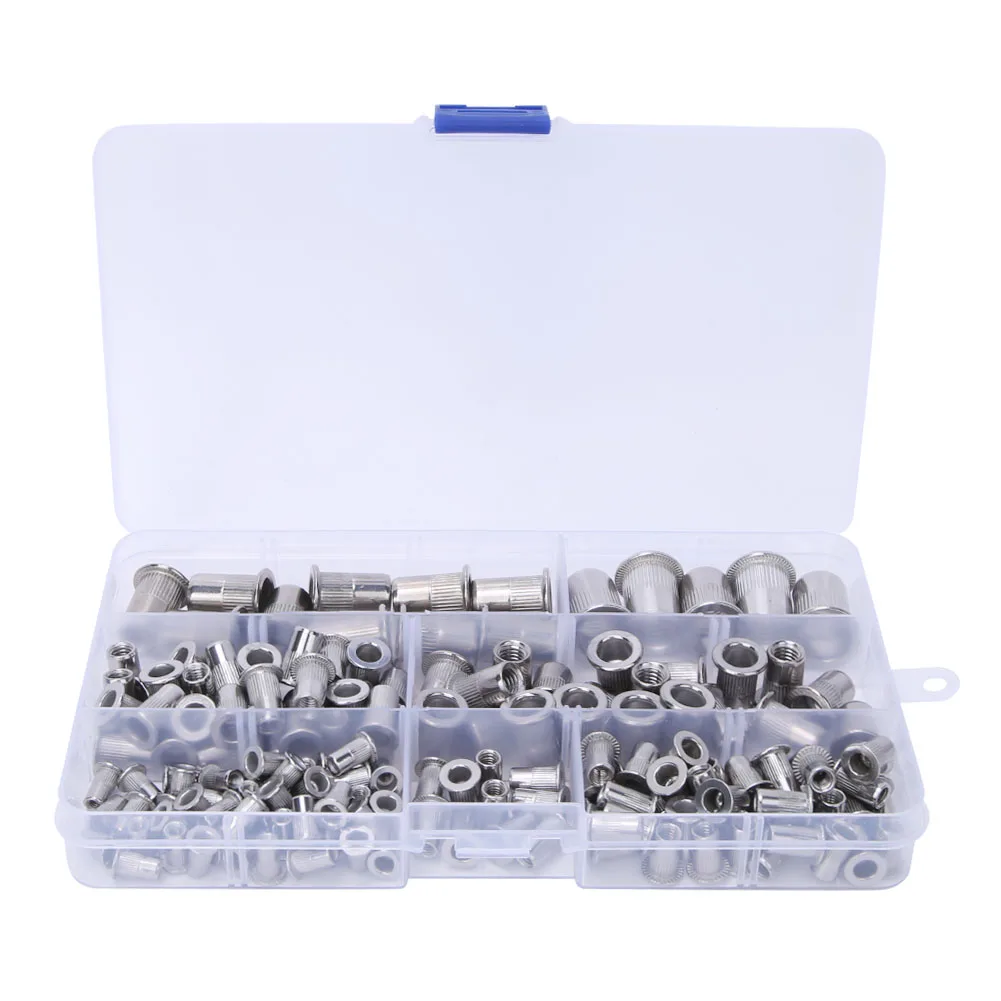 

165 Pcs Rivet Nut Stainless Steel 304 M3~M10 Pull Rivet Nut Compartment Kit