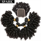 Бразильские волосы с эффектом омбре Spark, 3 или 4 пучка с застежкой, человеческие волосы без повреждений, удлинители, свободные волнистые вьющиеся натуральные черные волосы