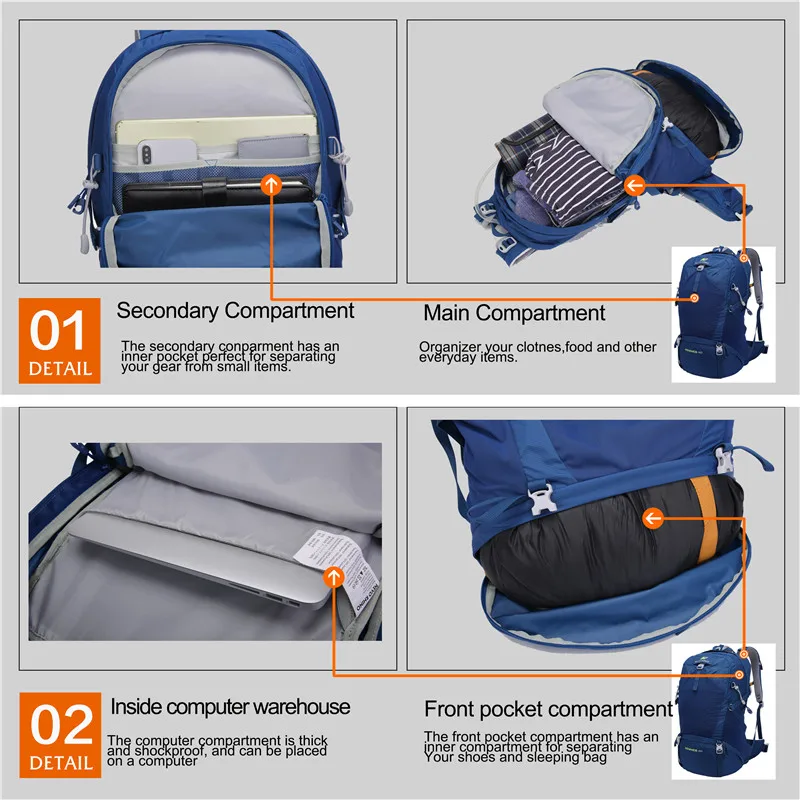 NEVO RHINO водонепроницаемый 40L мужской рюкзак унисекс дорожная сумка походный открытый альпинистский рюкзак для мужчин