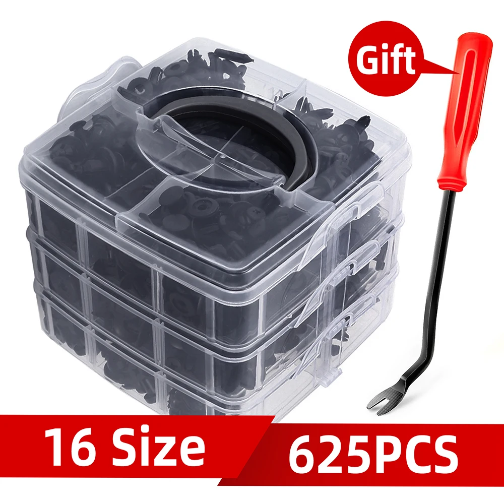 

625Pcs car accessories Fastener Clips Vehicle Retainer Rivet Door Panel Fender Liner Bumper Fender Trim Plastic Mixed Car Clips