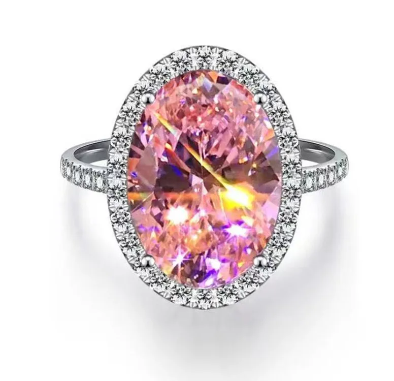 

Elegant Female Wedding Ring Silver Color Purple Oval Micro Pave Bling Iced Out AAA Zircon Wedding Rings for Women Jewelry